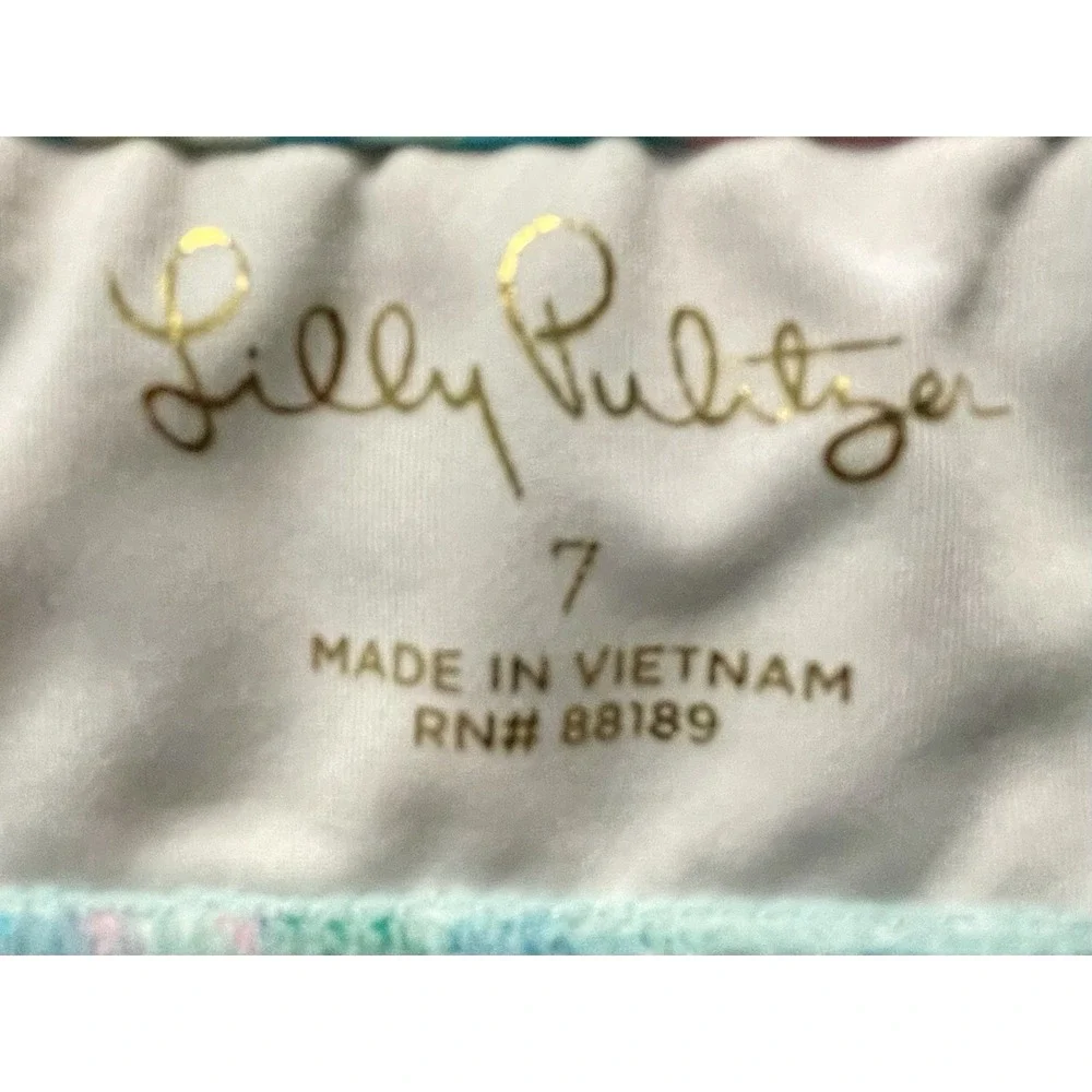 Lilly Pulitzer UPF 50+ Girls Caia Bikini Fished My Wish $68 Size 7 Bathing Suit